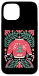 Coque pour iPhone 15 Pull de Noël bohème festif en forme de canne à sucre d'orge floral