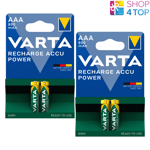 4 VARTA RECHARGE ACCU POWER AAA BATTERIES LR03 800mAh NiMH 2BL HR03 1.2V NEUF