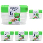 Sistema NEST IT Meal Prep Containers | 870 ml | Airtight Food Storage Containers with Compartments & Lids | BPA-Free | Green | Recyclable with TerraCycle® | 5 Count, White (Pack of 5)