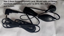 Nokia HDE-2 Handsfree Kit 2.5mm Mono Earphone for 3310 2610 3390 3560 6010 8800