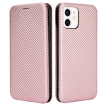 iPhone 13 mini - Flip-skal med korthållare Borstad design Roséguld