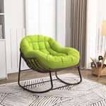 Tanant - Rocking chair, Fauteuil rembourrée - Chaise berçante en rotin d'extérieur, cadre en acier, Style Scandinave - vert