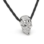 SERASAR Collier Cuir Tête de Mort pour Homme, Collier Tête de Mort Argent pour Homme, Collier Pendentif Tête de Mort en Acier Inoxydable pour Homme, Collier pour Homme, Cadeau pour Petit Ami, Mari