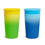 Munchkin Miracle 360 Cups| Colour Changing Toddler Cup| BPA Free Baby & Toddler Sippy Cup| Non Spill Cup| Dishwasher Safe Baby Cup| Leakproof Childrens Cups|12+ Months| 9oz/266ml| 2 Pack| Yellow&Blue