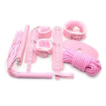 7 pc Adult Sexy BDSM Bondage Set Kit Hand Cuffs Foot Whip Rope Sex SM Toys Pink