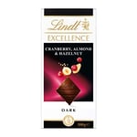 Lindt Excellence Dark Cranberry Almond & Hazelnut Bar, 100g