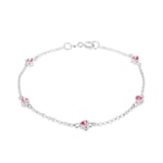 Amazon Essentials Bracelet en argent sterling en forme de cœur rose avec zircon cubique 19 cm