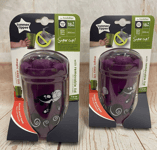 Tommee Tippee x2 300ml Super Cup Removable Lid No Knock/Spill Purple 18 months +