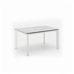 Table extensible en céramique marbre blanc, 140-220 x 90 x 75 cm, avec pieds en métal