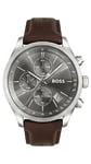 BOSS Chronograph Quartz Watch for Men Grand Prix Collection with Leather Strap or Stainless Steel Bracelet