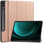 Samsung Galaxy Tab S10 Plus - Tri-Fold läderfodral - Hållare för touch penna - Rosa guld