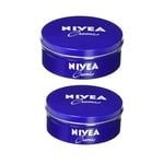 2x Nivea Moisturizing Body Creme Blue Tin Box Cream Germany 150ml