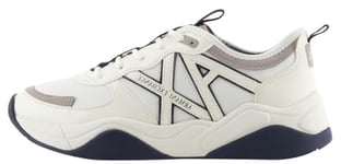 Armani Exchange Femme Cher, Logo latéral, Contrastes de Couleur Basket, Blanc cassé, 40 EU