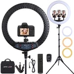 21 inch LED Ring Light with Tripod Stand, Video Ring Light for Photography Vlog Recording Conference Meeting Studio Portrait YouTube TikTok Makeup with Remote Control, CRI>97