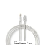 Nedis Lightning Adapter | Apple Lightning, 8-stifts | 3.5 mm Hane | Guldplaterad | 1.00 m | Rund | Nylon