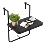 Costway Table De Balcon Suspendue En Hips Et Métal Pliable Avec Hauteur Réglable À 3 Niveaux, Revêtement Antirouille, Charge 30kg