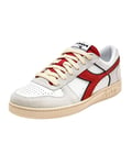 Diadora Mixte Magic Basket Low Suede Leather Chaussure de Gymnastique, White Ferrari Red Italy, 44.5 EU