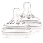 Philips Avent Lot de 2 tétines pour biberons Natural débit moyen 3 trous pour les bébés de 3 mois et + (Modèle SCF043/27)