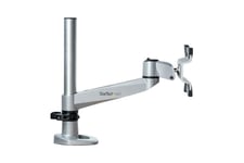 StarTech.com Desk Mount Monitor Arm, VESA or Apple iMac/Thunderbolt Display up to 14kg, Articulating Height Adjustable Single Desktop Monitor Pole Mount, Desk Clamp or Grommet, Silver - Small Footprint Design (ARMPIVOTB2) monteringssæt - justerbar arm - f