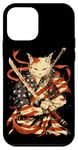 iPhone 12 mini Cat Samurai American Flag Samurai Cat Art Patriotic Cat Case