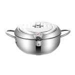 Temperature Control Fryer, Japanese Tempura Fryer with Pot Lid Strainer Stainless Steel Deep Frying Pan Non-Stick Frying Pan for Chicken Legs, Dried Fish, Universal Kitchen Pot