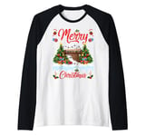 Xmas Tree Lighting Santa Hat Musical Marimba Christmas Raglan Baseball Tee