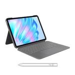 Logitech Combo Touch Étui clavier iPad Air 11 pouces (M2), iPad Air (5e génération - 2022) et stylet numérique Logitech Crayon (2018 et versions ultérieures), Clavier Français AZERTY - Gris