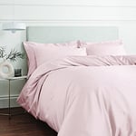 Bianca Fine Linens Bedding 400 Thread Count Cotton Sateen Single Duvet Cover Set with Pillowcases Blush Pink