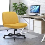 COLAMY Wide Office Chair, Padded Armless Task Vanity Chair Swivel Home Office Desk Chair 115°Rocking Mid Back Ergonomic Computer Chair for Home Working, Make Up, Gaming (With Wheels, Yellow)