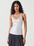 HUSH Alyssa Metallic Rib Vest Top, Silver