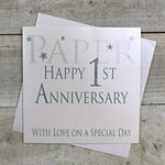 White Cotton Cards "Papier Happy 1st Anniversary with Love on a Special Day Carte Faite à la Main