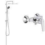 GROHE Colonne de douche avec inverseur manuel Vitalio Start 250, 50% d'économie d'eau et d'énergie, tête de douche 250mm & Mitigeur monocommande Douche Start Flow, robinet douche