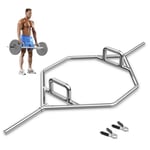 KOMFOTTEU Trap Bar Barre d'Haltères avec Poignée Pliable, Charge 226KG, Barre de Soulevé de Terre en Acier avec Fermeture à Ressort, Barre Hexagonale pour Squats, convient aux Haltères Ø 250 mm