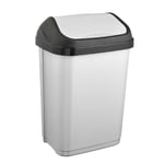 keeeper Waste Bin with Swing Lid, 10 Litre, Swantje, Silver