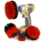 4 Pcs Drill Brush Scrub Brush Electric Drill Attachment Power Scrubber Cleaning Kit, for Cleaning Bathroom,Pool Tile,Flooring,Brick,Ceramic,Marble,Car & Grout All Purpose Drill Scrub Brush (Red)