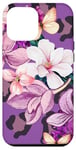 Coque pour iPhone 13 Pro Max Purple Leopard Flower Rose Butterfly Pink Floral Leopard