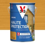 V33 Lasure Bois extérieur Chêne clair satin - Haute Protection 8 ans - Haute résistance hydrofuge et anti-UV - Résiste aux variations du bois - Ecolabel, résine d'origine végétale - 5L