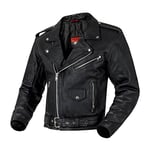 OZONE MOTO Classic Veste de Moto Homme | Cuir | Protections Coudes et Épaules | 5 Poches | Réglage du Tour de Taille