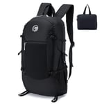 YOODI Sac à Dos Pliable Ultraléger 20L, Étanche Sac à Dos Randonnée Sac à Dos Sport Sac à dos de Voyage Petit Sac à Dos Pliables pour Hommes Femmes Enfants Sac à Dos de Cyclisme (Noir)