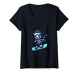 Womens Board Ninja Snowboard Ninja Snow Rider Snowboarding V-Neck T-Shirt