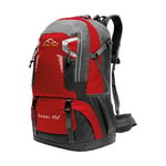 OcioDual Sac à Dos 40L, Rouge, Résistant à l'Eau avec Plusieurs Compartiments, Fermetures éclair, Poignées Rembourrées et Sangles de Sécurité Ajustables pour Hiking, Trekking