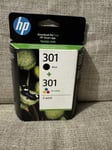 HP 301 Original Ink Cartridges, CH562EE Black and Tri-Colour, Multipack