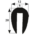 Fenderlist 20mm 6mm kant svart, 50m rulle