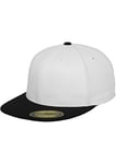 Flexfit Erwachsene Mütze Premium 210 Fitted 2-Tone, Wht/Blk, S/M, 6210T