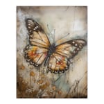 Butterfly Dawn Vintage Aesthetic Painting Calm Golden Grunge Large Wall Art Poster Print Thick Paper 18X24 Inch