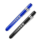 2 st Penna Ficklampa Aluminiumlegering Pen Light LED Pen Ficklampa blue+black