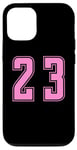 Coque pour iPhone 14 Rose Numéro 23 Équipe Junior Sports Uniforme Numéroté