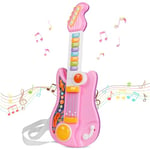 m zimoon Kids Guitar 2 in 1 Musical Instruments for Kids Piano Toddler Toy Guitar with Strap Electric Guitar for Kids Toddlers Guitar Music Toys for 3 4 5 Year Old Boys Girls Gifts (Pink)