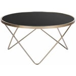 Beliani - Table Basse Ronde avec Plateau en Verre Noir et Structure en Métal Doré pour Salon Moderne et Glamour
