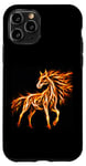 Coque pour iPhone 11 Pro Cheval Feu Orange Flamme Poney Equine Animal Jaune